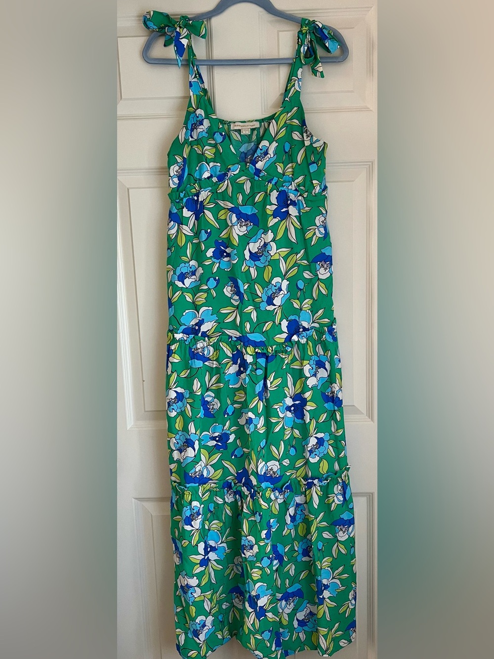 Monteau Los Angeles Green Floral Tie-Shoulder Maxi Dress
